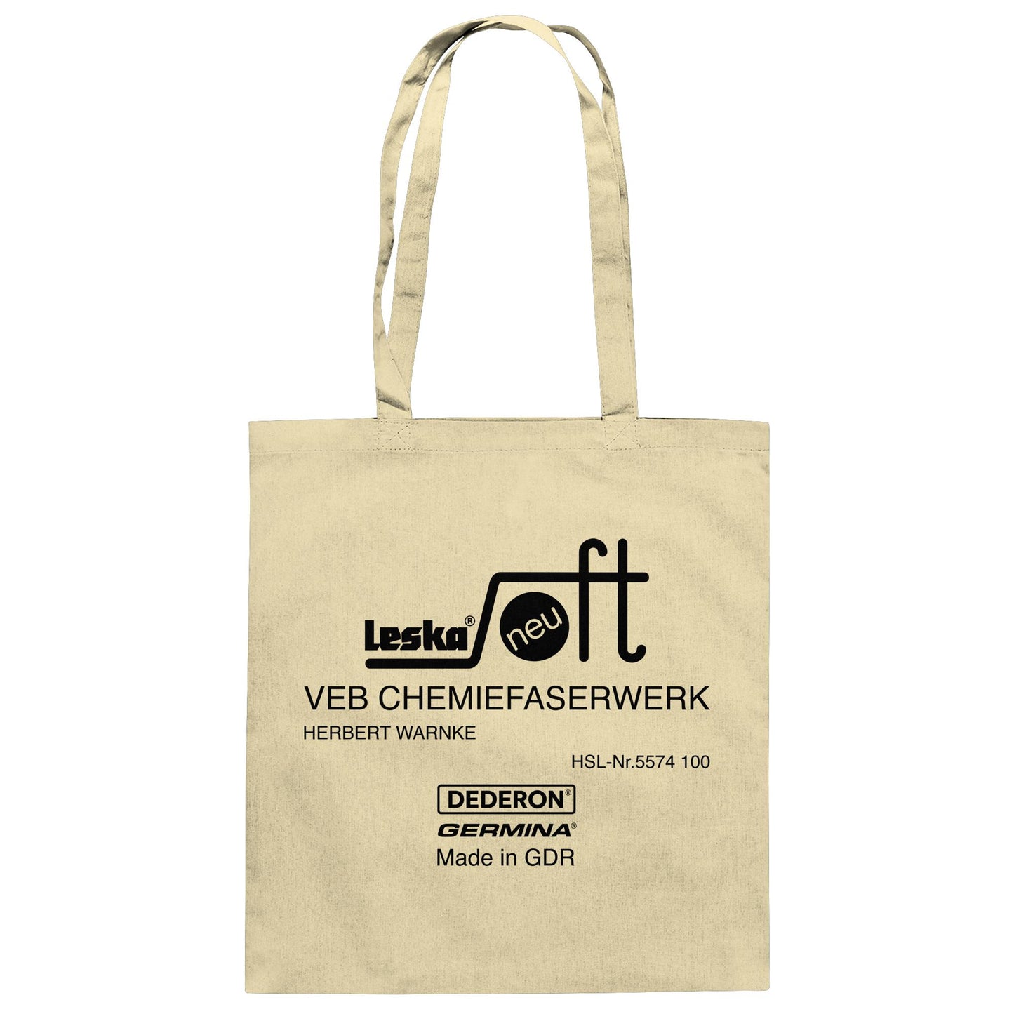 DDR Ostalgie Baumwolltasche • LESKA VEB CHEMIEFASERWERK HERBERT WARNKE - DEDERON, GERMINA