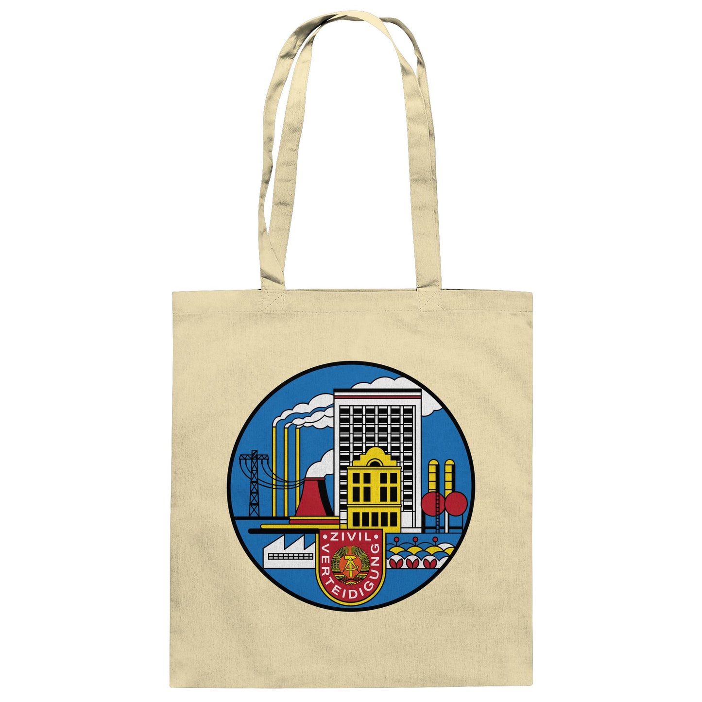 DDR Ostalgie Baumwolltasche • DDR ZIVILVERTEIDIGUNG (ORIGINAL GLAS-DESIGN)