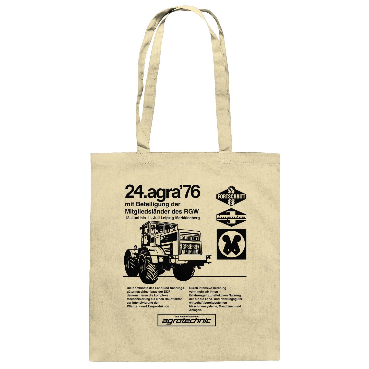 DDR Ostalgie Baumwolltasche • AGRA 1976, LEIPZIG-MARKKLEEBERG