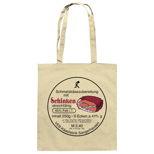 DDR Ostalgie Baumwolltasche • SCHMELZKÄSE MIT SCHINKEN - VEB KÄSEFABRIK SANGERHAUSEN