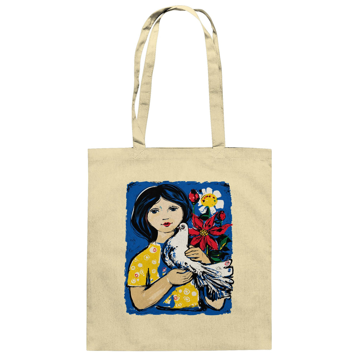 DDR Ostalgie Baumwolltasche • WALTER WOMACKA - MÄDCHEN MIT FRIEDENSTAUBE