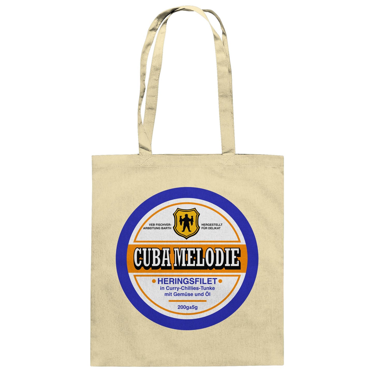 DDR Ostalgie Baumwolltasche • CUBA MELODIE HERINGSFILET - VEB FISCHVERARBEITUNG BARTH