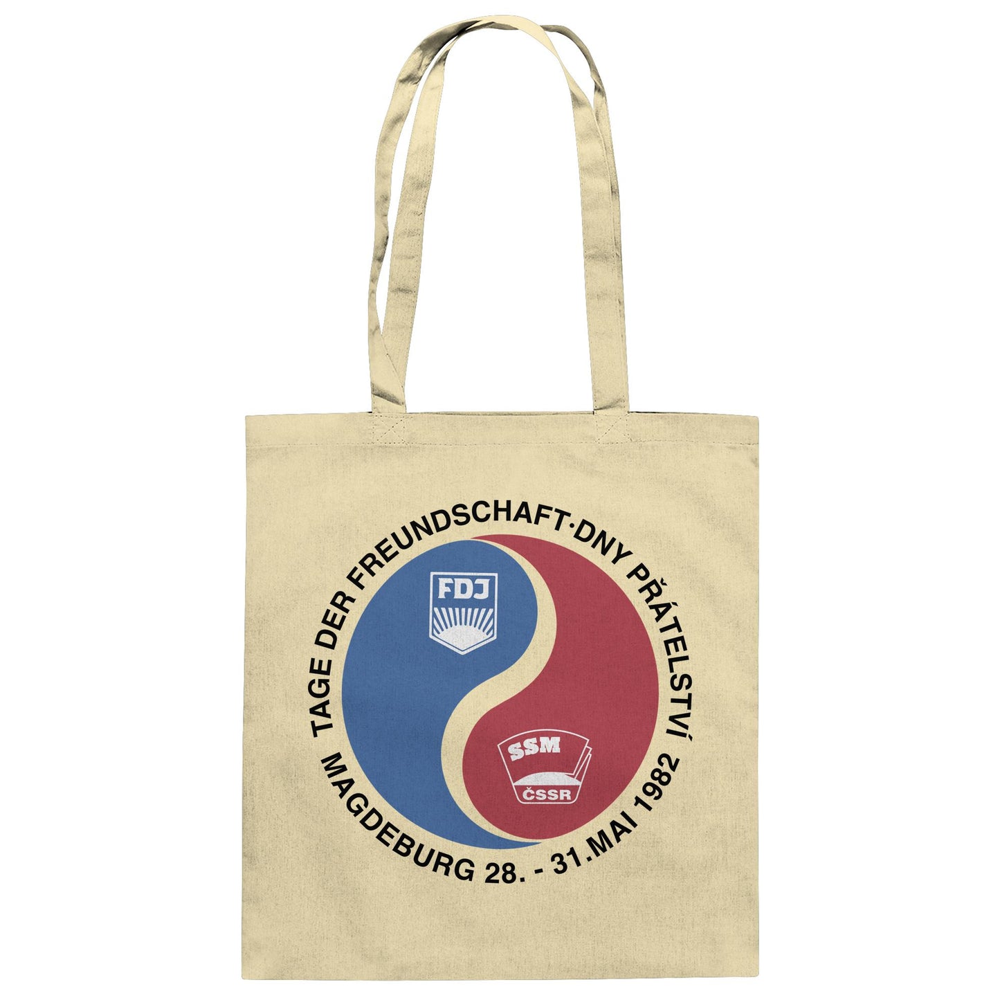 DDR Ostalgie Baumwolltasche • TAG DER FREUNDSCHAFT MAGDEBURG 1982 DDR-CSSR