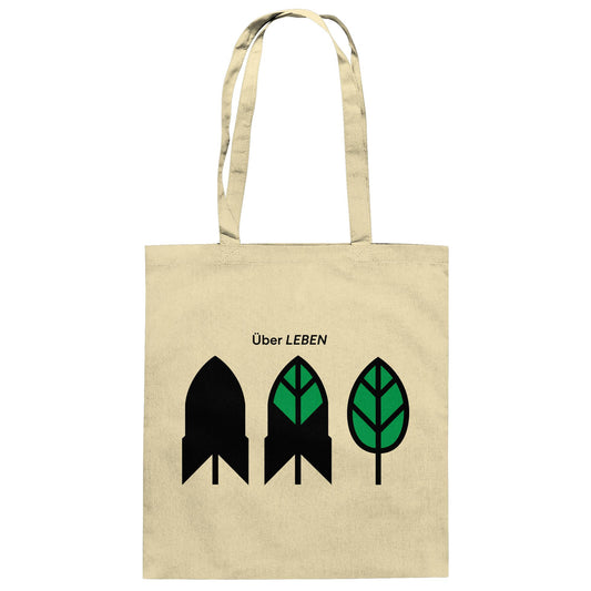 DDR Ostalgie Baumwolltasche • ÜBER LEBEN (ORIGINAL FRIEDENS-PLAKAT)