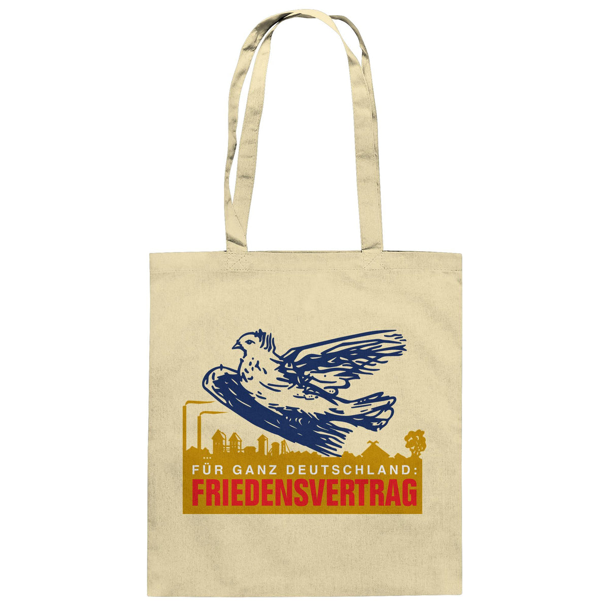 DDR Ostalgie Baumwolltasche • FRIEDENSVERTRAG FÜR GANZ DEUTSCHLAND (ORIGINAL-PIN)