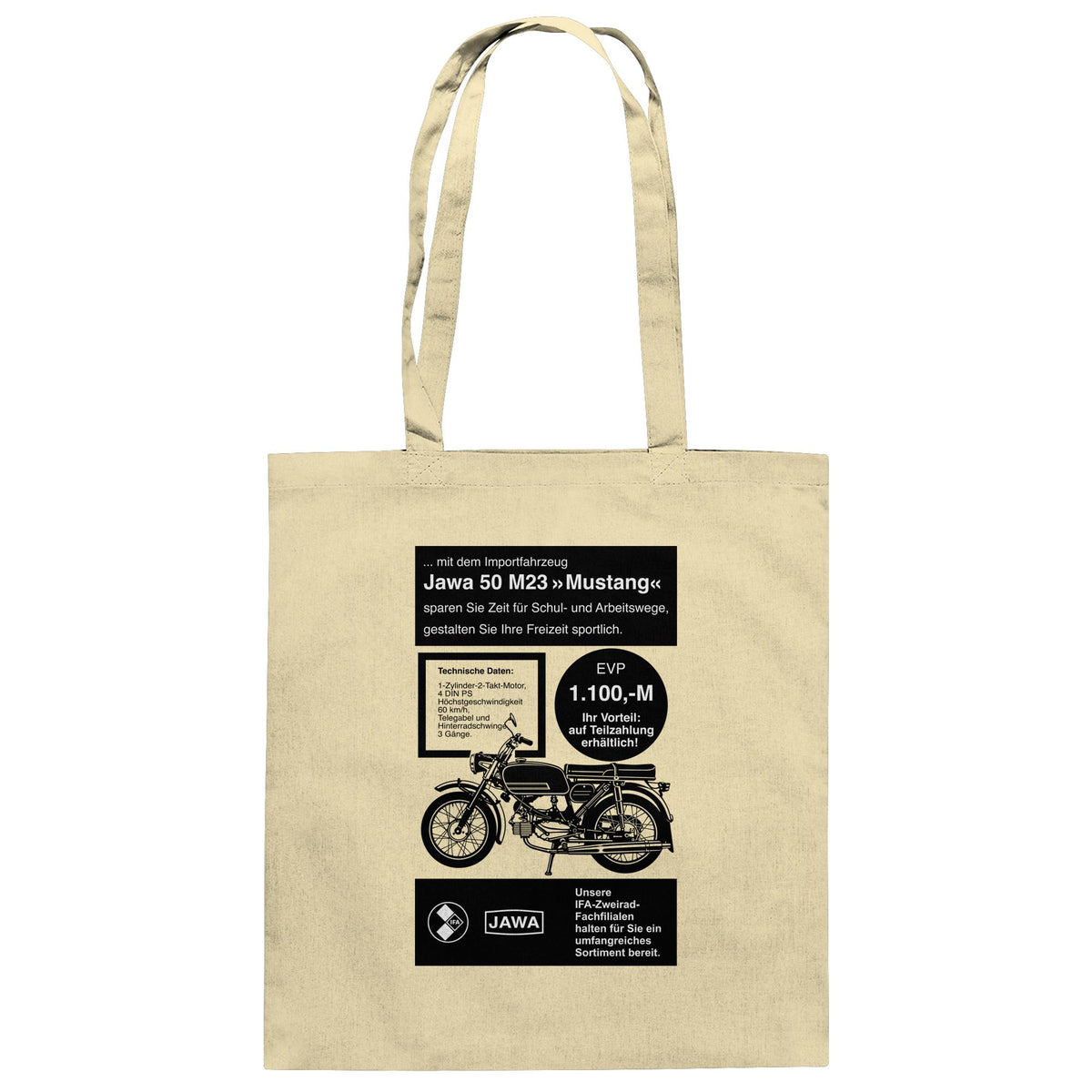 DDR Ostalgie Baumwolltasche • JAWA 50 M23 (ORIGINAL-PLAKAT)