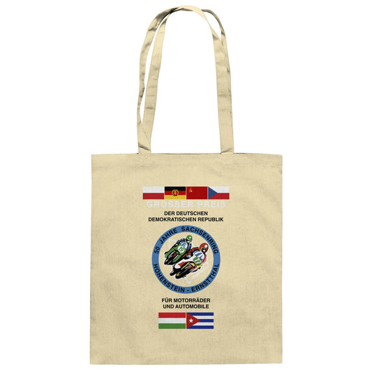 DDR Ostalgie Baumwolltasche • 50 JAHRE SACHSENRING - GROSSER PREIS DER DDR 1977