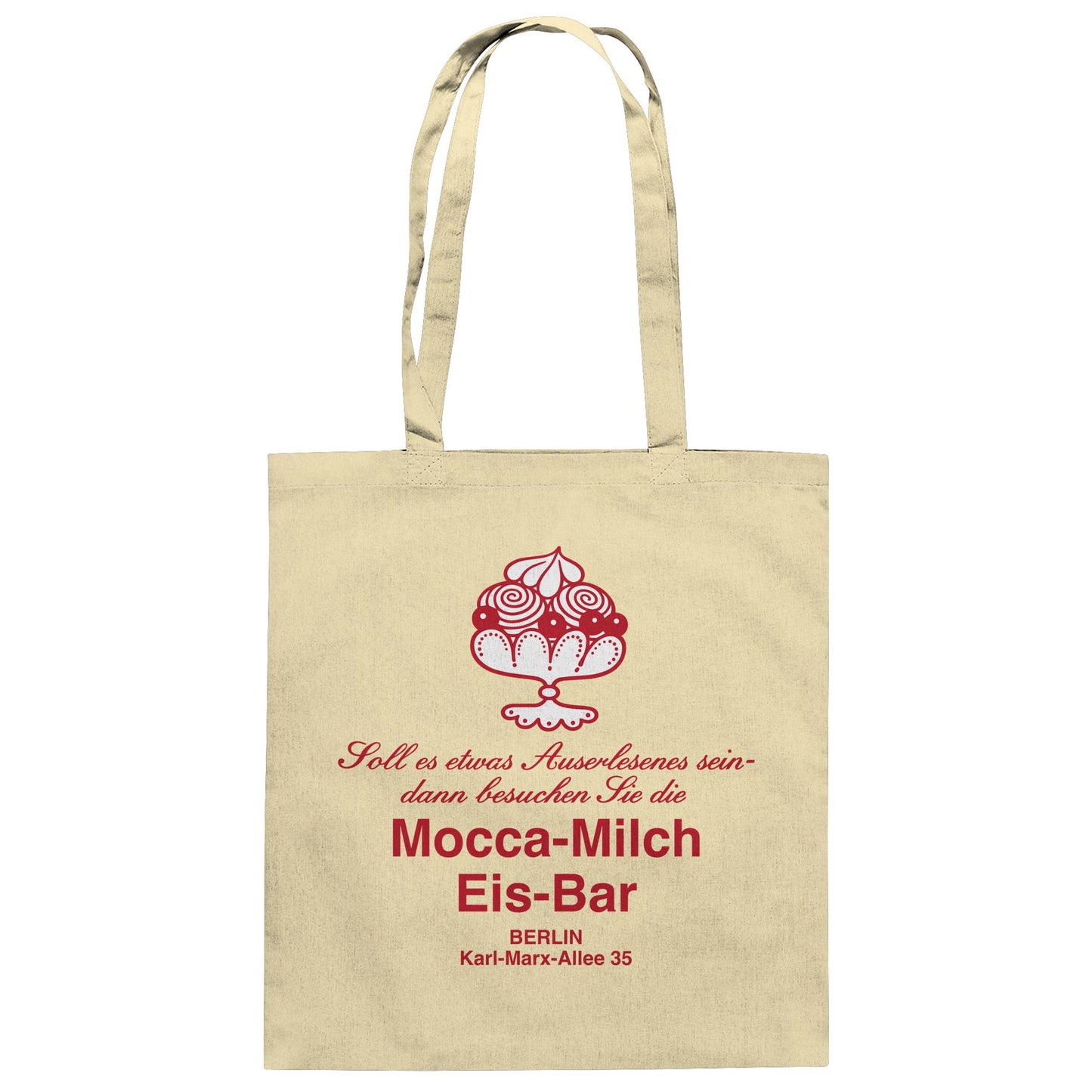 DDR Ostalgie Baumwolltasche • MOKKA-MILCH-EIS-BAR BERLIN (ORIGINAL UNTERSETZER)