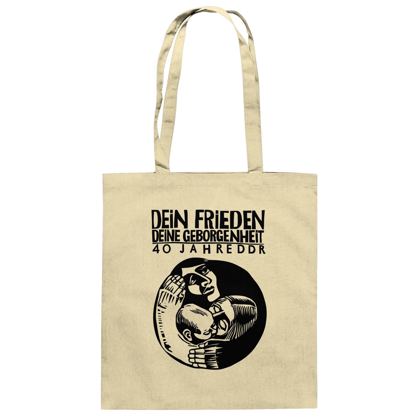 DDR Ostalgie Baumwolltasche • DEIN FRIEDEN, DEINE GEBORGENHEIT - 40 JAHRE DDR (ORIGINAL PLAKAT)