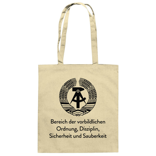 DDR Ostalgie Baumwolltasche • BEREICH DER VORBILDLICHEN ORDNUNG (ORIGINAL SCHILD)