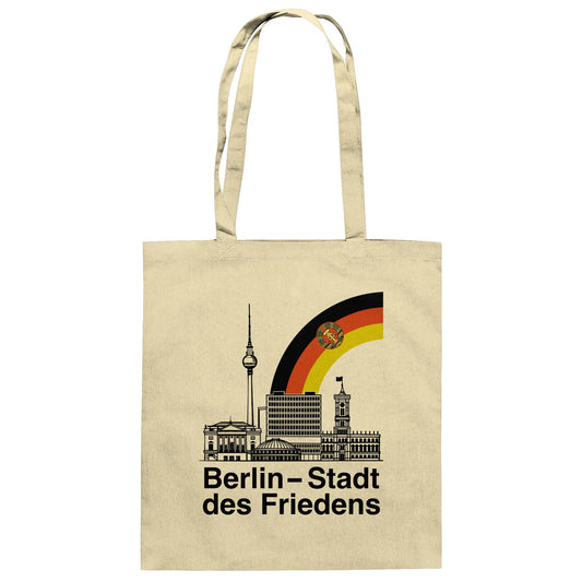 DDR Ostalgie Baumwolltasche • BERLIN - STADT DES FRIEDENS (ORIGINAL POSTSTEMPEL)