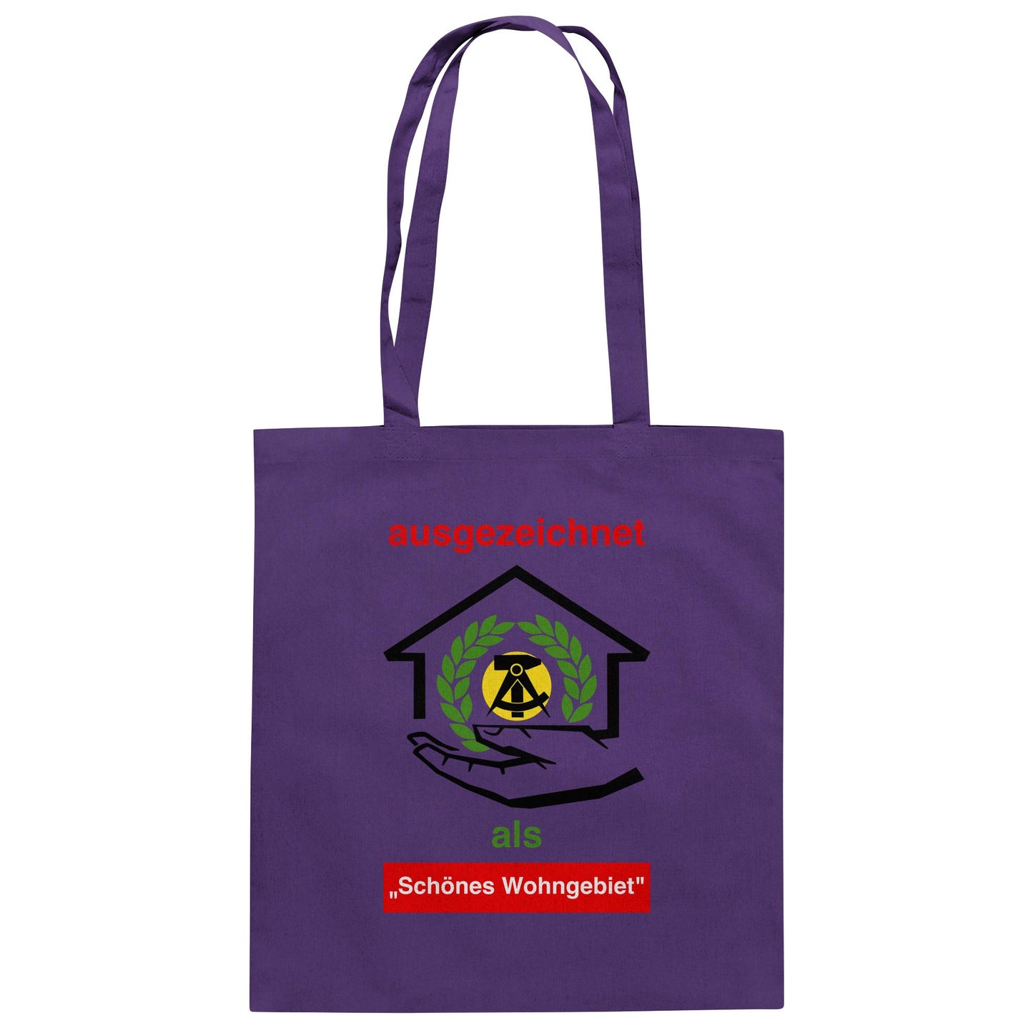 DDR Ostalgie Baumwolltasche • AUSZEICHNUNG SCHÖNES WOHNGEBIET (ORIGINAL SCHILD)