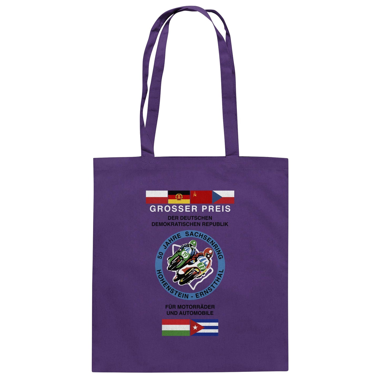 DDR Ostalgie Baumwolltasche • 50 JAHRE SACHSENRING - GROSSER PREIS DER DDR 1977