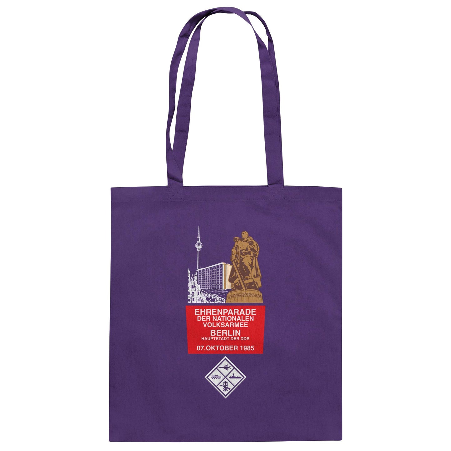 DDR Ostalgie Baumwolltasche • EHRENPARADE DER NVA, 1985 BERLIN (ORIGINALWIMPEL)