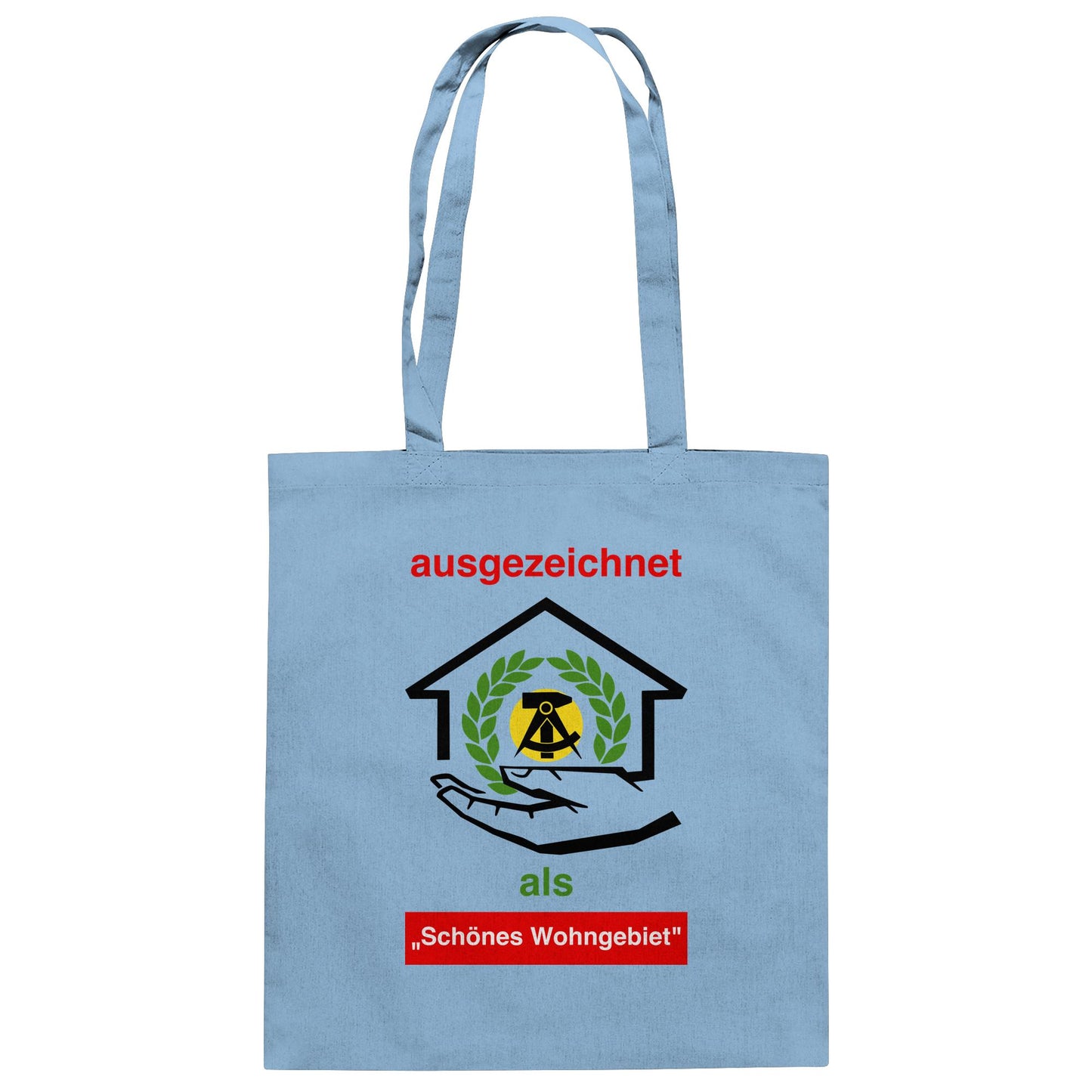 DDR Ostalgie Baumwolltasche • AUSZEICHNUNG SCHÖNES WOHNGEBIET (ORIGINAL SCHILD)