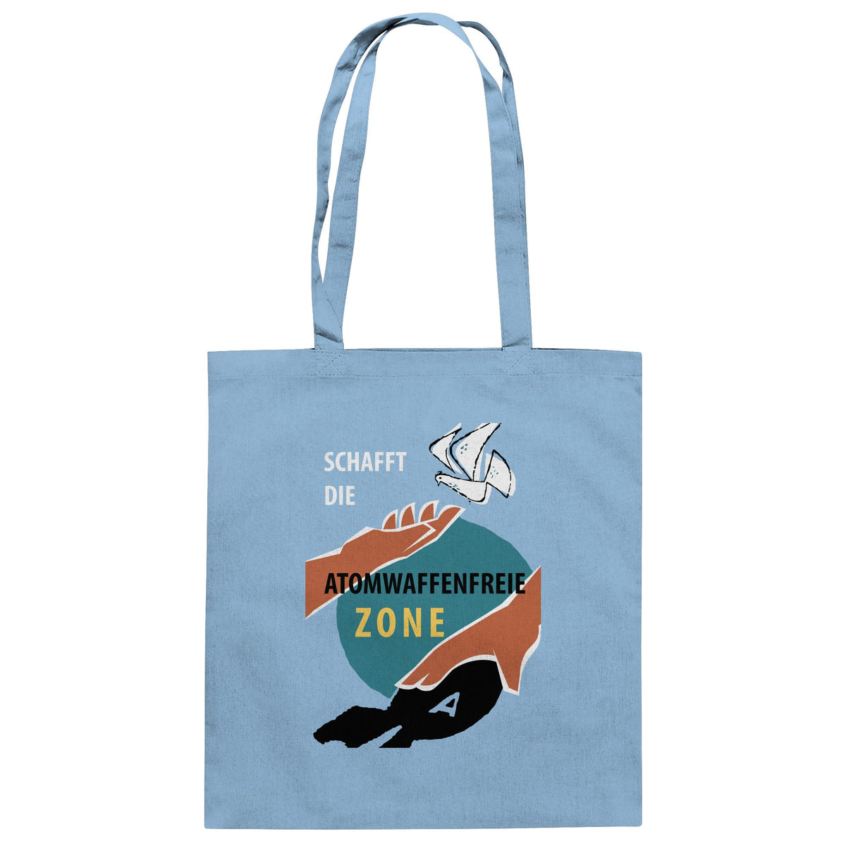DDR Ostalgie Baumwolltasche • SCHAFFT DIE ATOMWAFFENFREIE ZONE (ORIGINAL-PLAKAT)