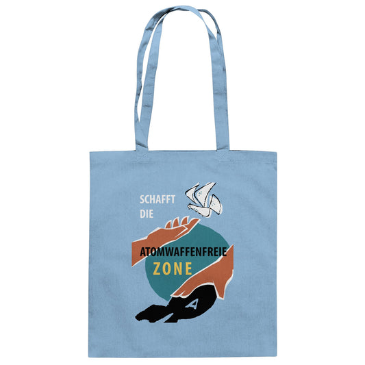 DDR Ostalgie Baumwolltasche • SCHAFFT DIE ATOMWAFFENFREIE ZONE (ORIGINAL-PLAKAT)