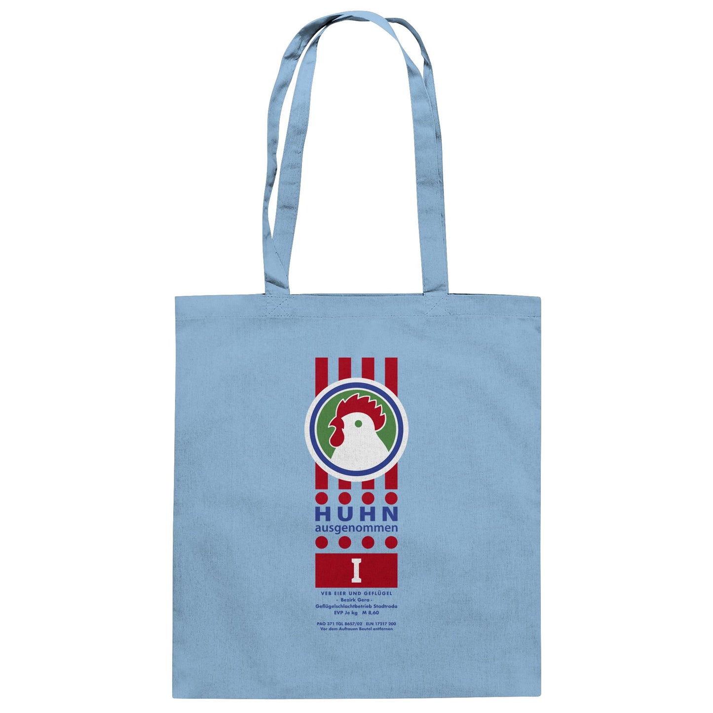 DDR Ostalgie Baumwolltasche • HUHN AUSGENOMMEN - VEB EIER UND GEFLÜGEL GERA