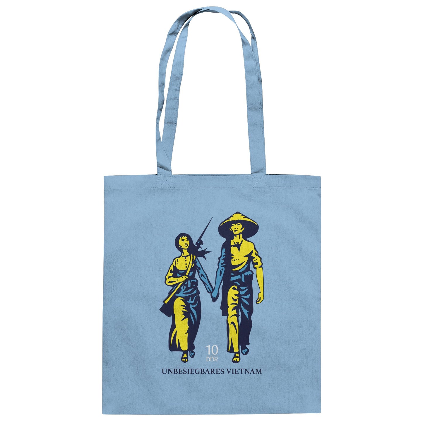 DDR Ostalgie Baumwolltasche • UNBESIEGBARES VIETNAM (ORIGINAL DDR-BRIEFMARKE)