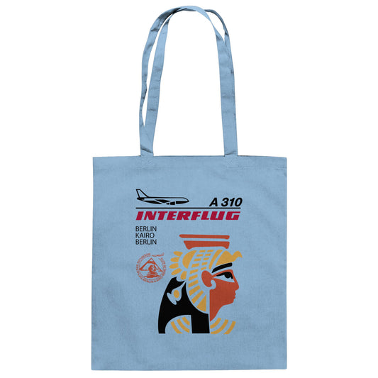 DDR Ostalgie Baumwolltasche • INTERFLUG BERLIN - KAIRO (ORIGINAL SONDERSTEMPEL)