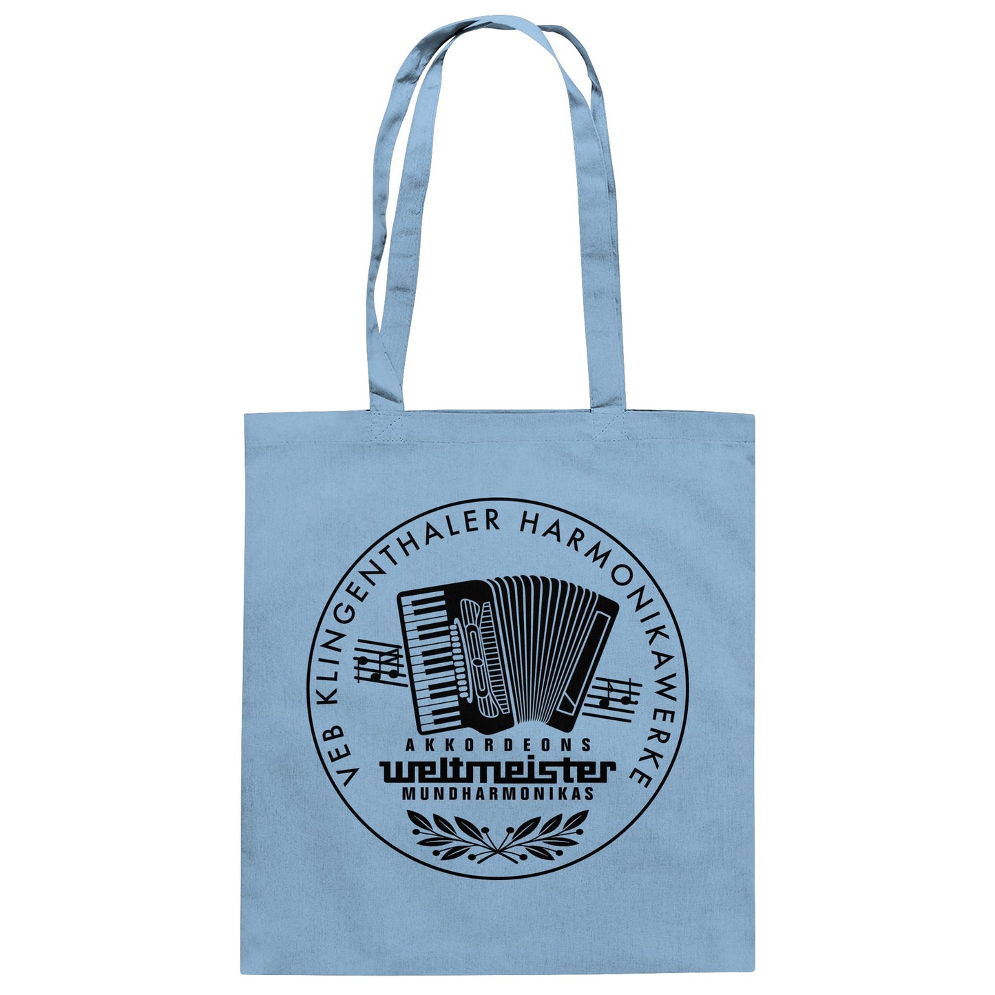 DDR Ostalgie Baumwolltasche • WELTMEISTER VEB KLINGENTHALER HARMONIKAWERKE