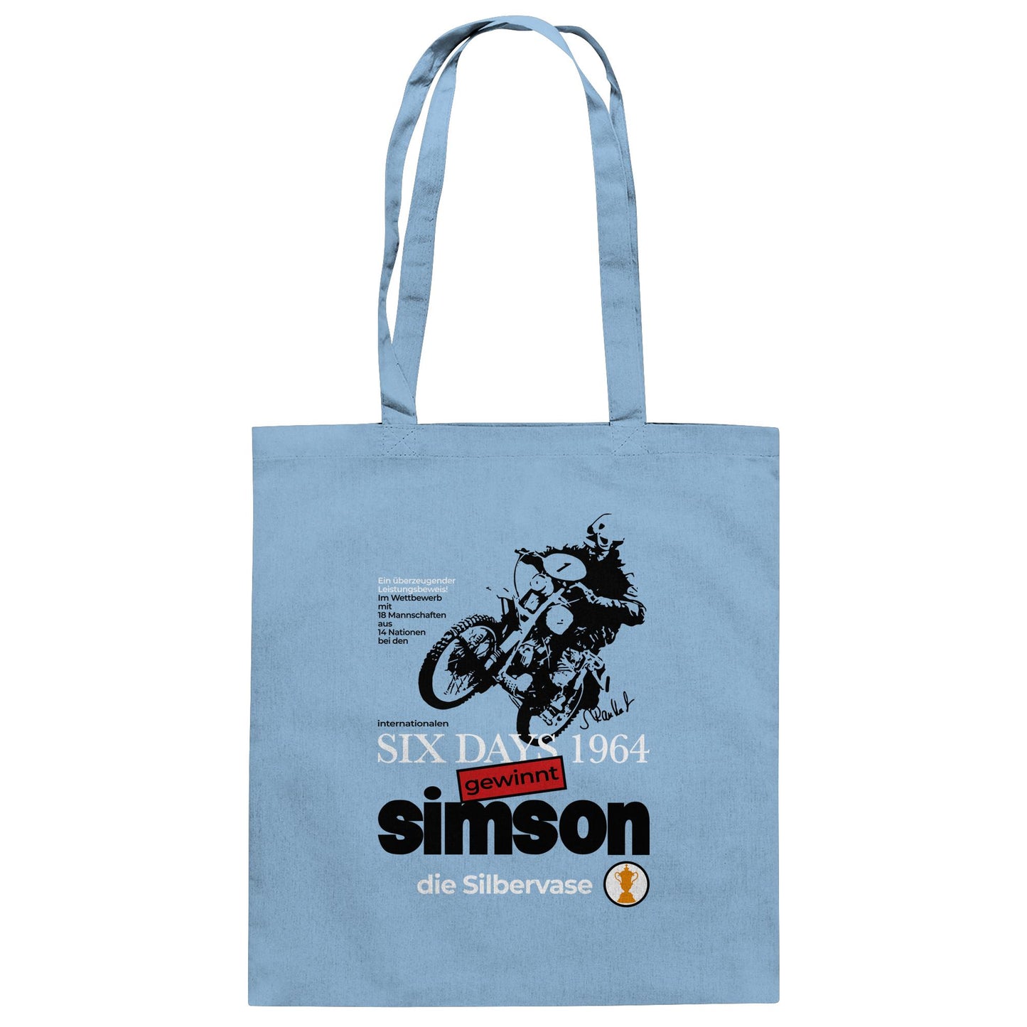 DDR Ostalgie Baumwolltasche • SIMSON GEWINNT SILBERVASE - SIX DAYS 1964