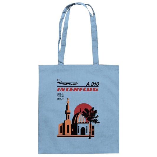 DDR Ostalgie Baumwolltasche • INTERFLUG BERLIN - DUBAI (ORIGINAL SONDERSTEMPEL)