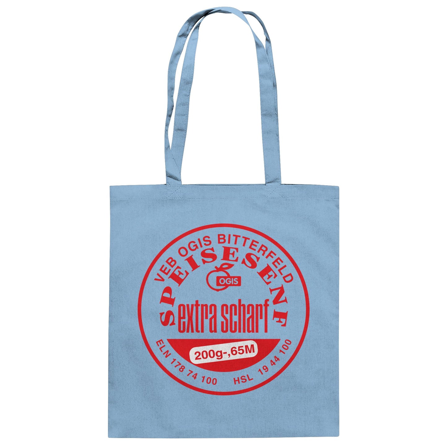 DDR Ostalgie Baumwolltasche • VEB OGIS BITTERFELD - SPEISESENF EXTRASCHARF