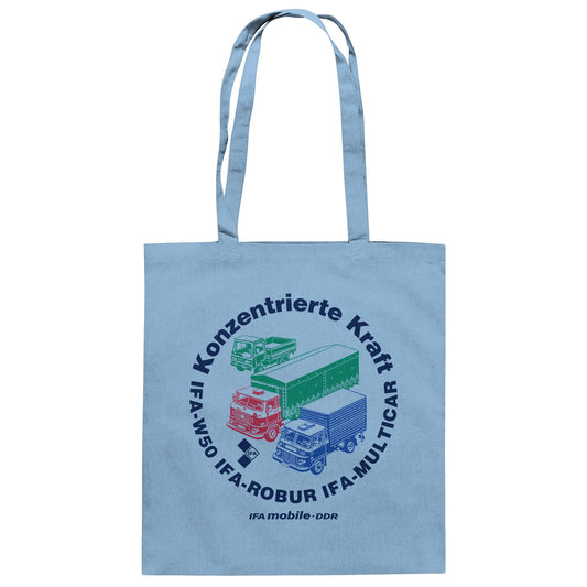 DDR Ostalgie Baumwolltasche • IFA KONZENTRIERTE KRAFT - W50, ROBUR, MULTICAR (ORIGINAL WIMPELMOTIV)