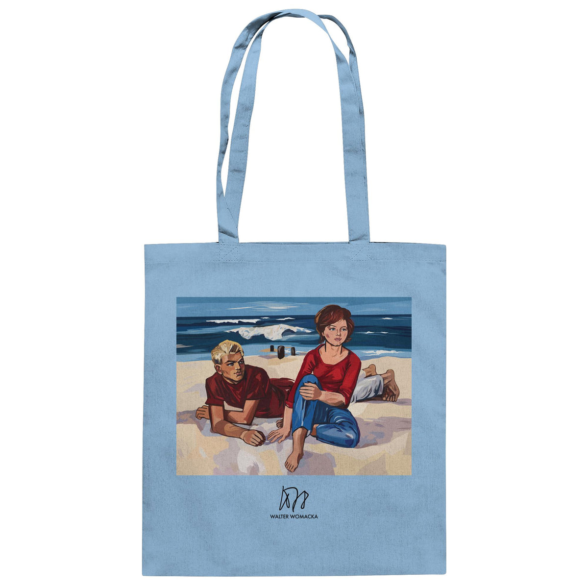 DDR Ostalgie Baumwolltasche • WALTER WOMACKA - AM STRAND (1962)
