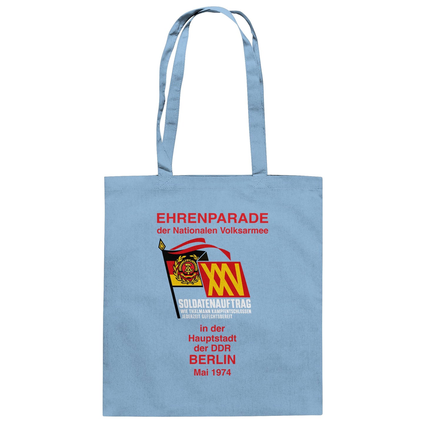 DDR Ostalgie Baumwolltasche • EHRENPARADE DER NVA, 1974 BERLIN (ORIGINALWIMPEL)