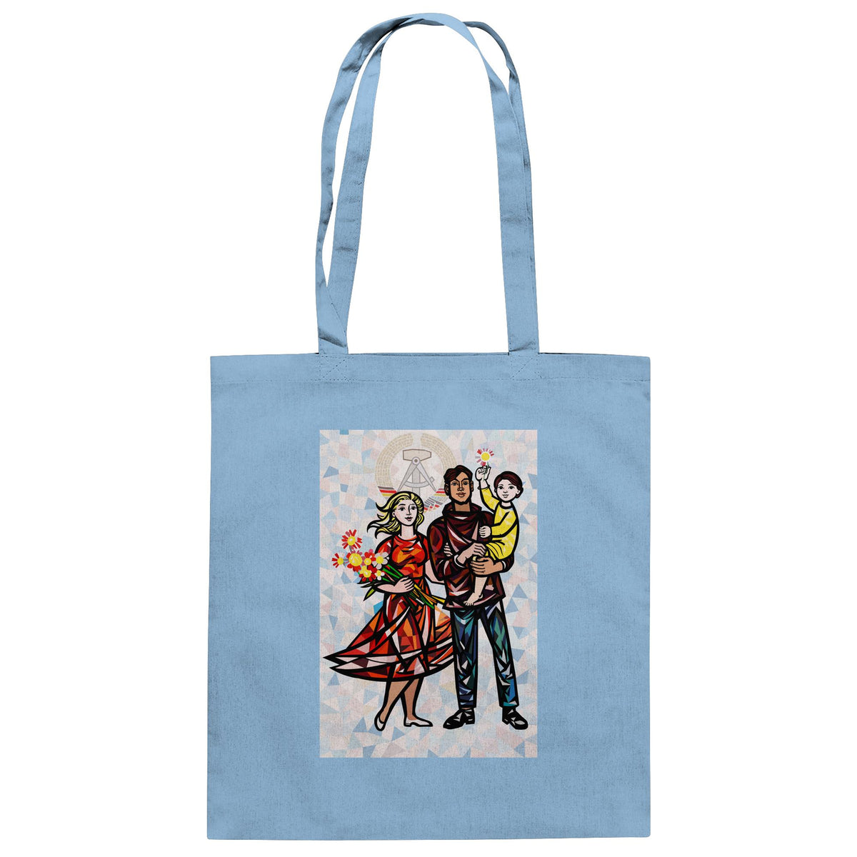 DDR Ostalgie Baumwolltasche • WALTER WOMACKA - UNSERE FAMILIE mit Hintergrund (STAATSRATSGEBÄUDE, Aus der Geschichte der Deutschen Arbeiterbewegung, 1964)