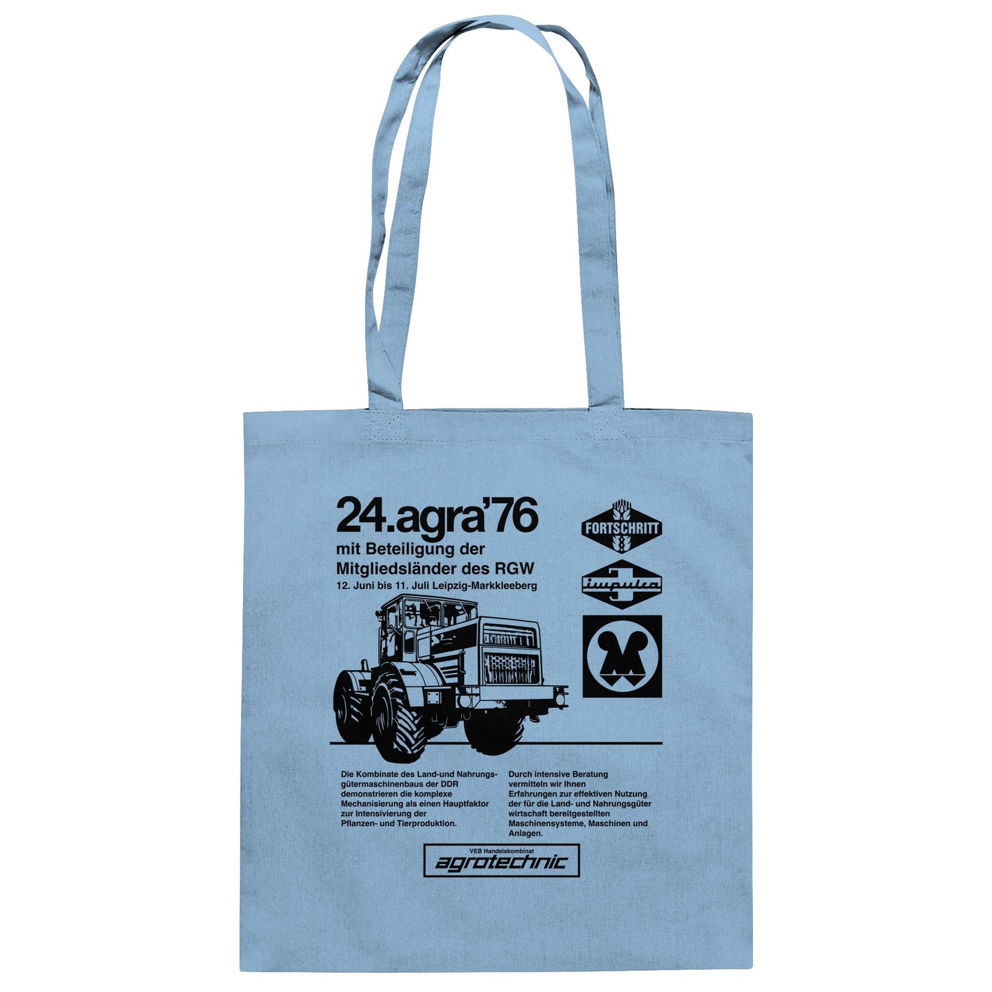 DDR Ostalgie Baumwolltasche • AGRA 1976, LEIPZIG-MARKKLEEBERG