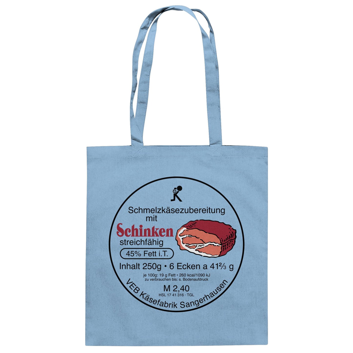 DDR Ostalgie Baumwolltasche • SCHMELZKÄSE MIT SCHINKEN - VEB KÄSEFABRIK SANGERHAUSEN