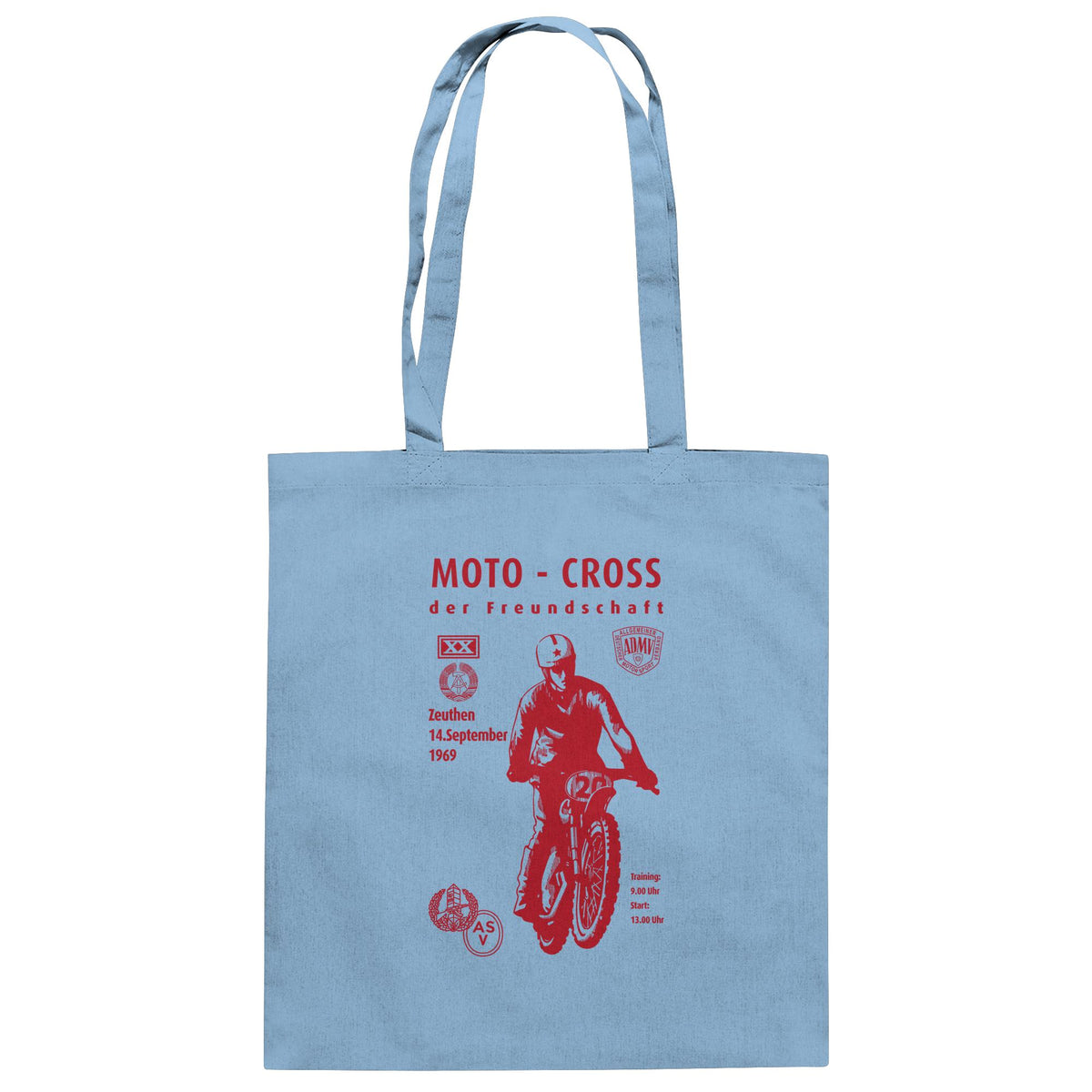 DDR Ostalgie Baumwolltasche • ASV MOTO-CROSS DER FREUNDSCHAFT, ZEUTHEN 1969