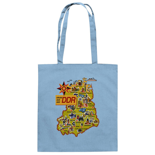 DDR Ostalgie Baumwolltasche • GRUSS AUS DER DDR (ORIGINAL POSTKARTE)