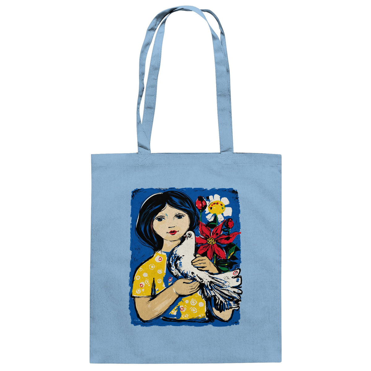 DDR Ostalgie Baumwolltasche • WALTER WOMACKA - MÄDCHEN MIT FRIEDENSTAUBE