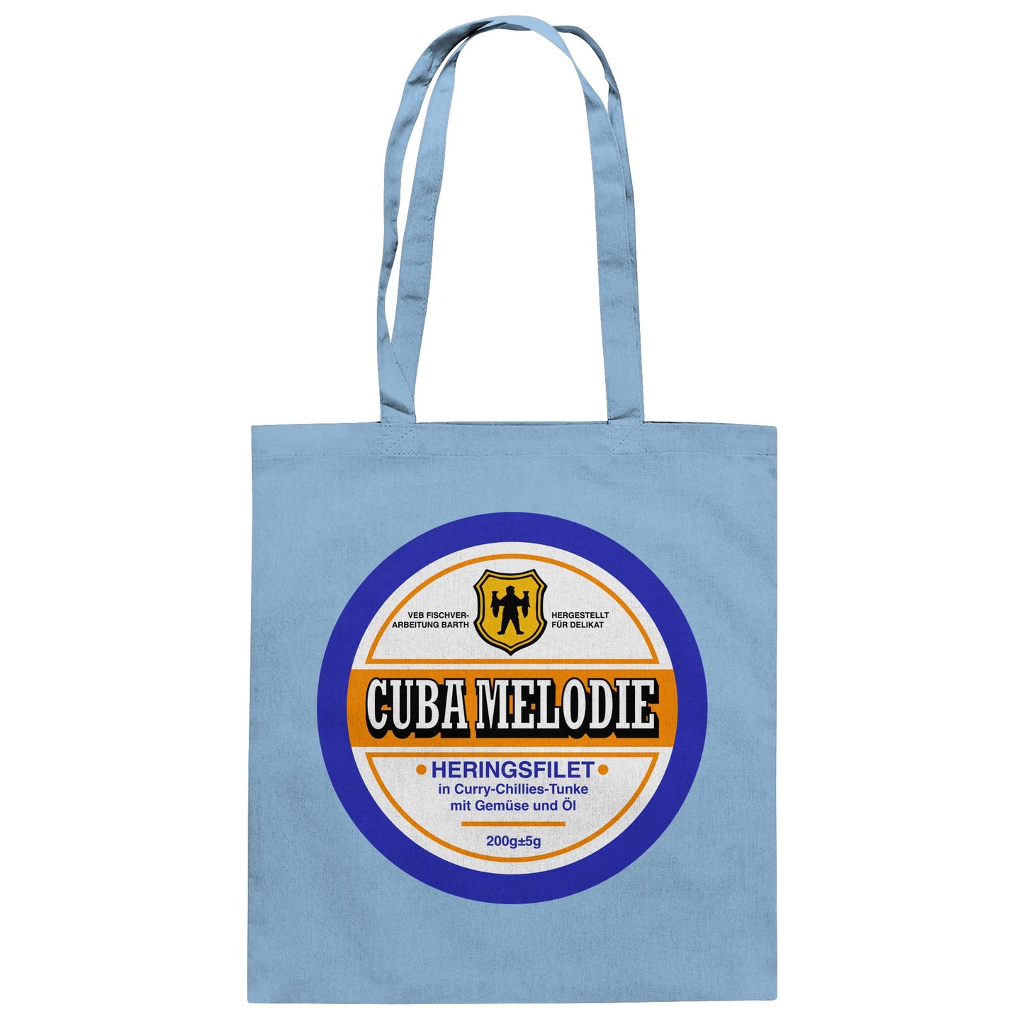 DDR Ostalgie Baumwolltasche • CUBA MELODIE HERINGSFILET - VEB FISCHVERARBEITUNG BARTH