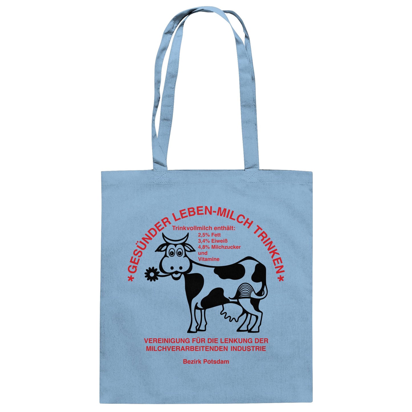 DDR Ostalgie Baumwolltasche • GESÜNDER LEBEN - MILCH TRINKEN, POTSDAM