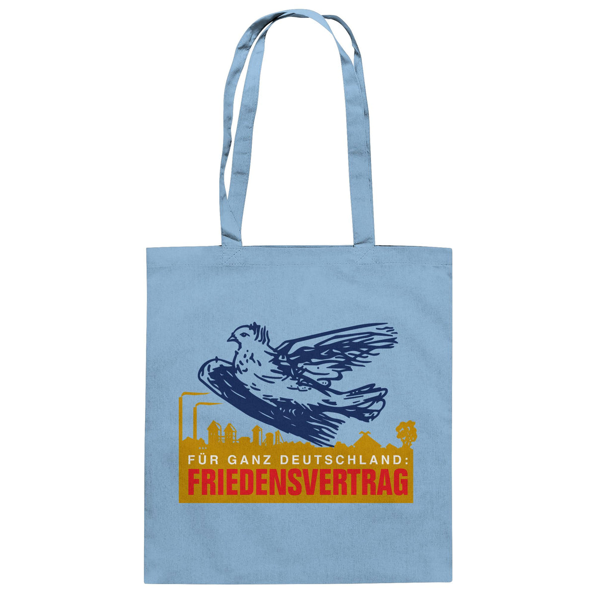 DDR Ostalgie Baumwolltasche • FRIEDENSVERTRAG FÜR GANZ DEUTSCHLAND (ORIGINAL-PIN)