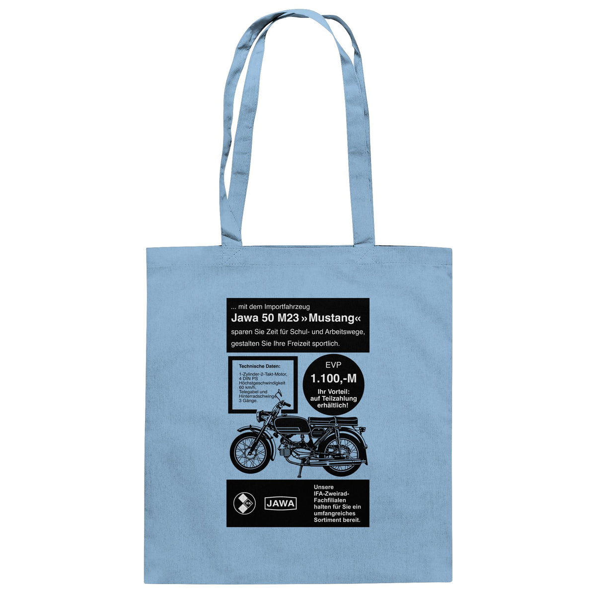 DDR Ostalgie Baumwolltasche • JAWA 50 M23 (ORIGINAL-PLAKAT)