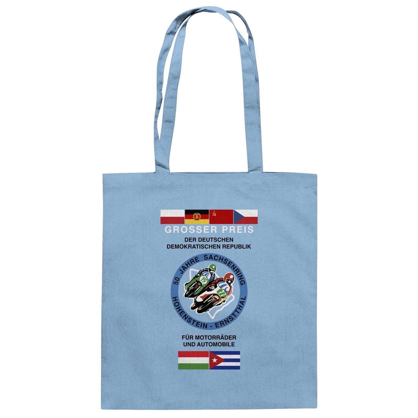 DDR Ostalgie Baumwolltasche • 50 JAHRE SACHSENRING - GROSSER PREIS DER DDR 1977
