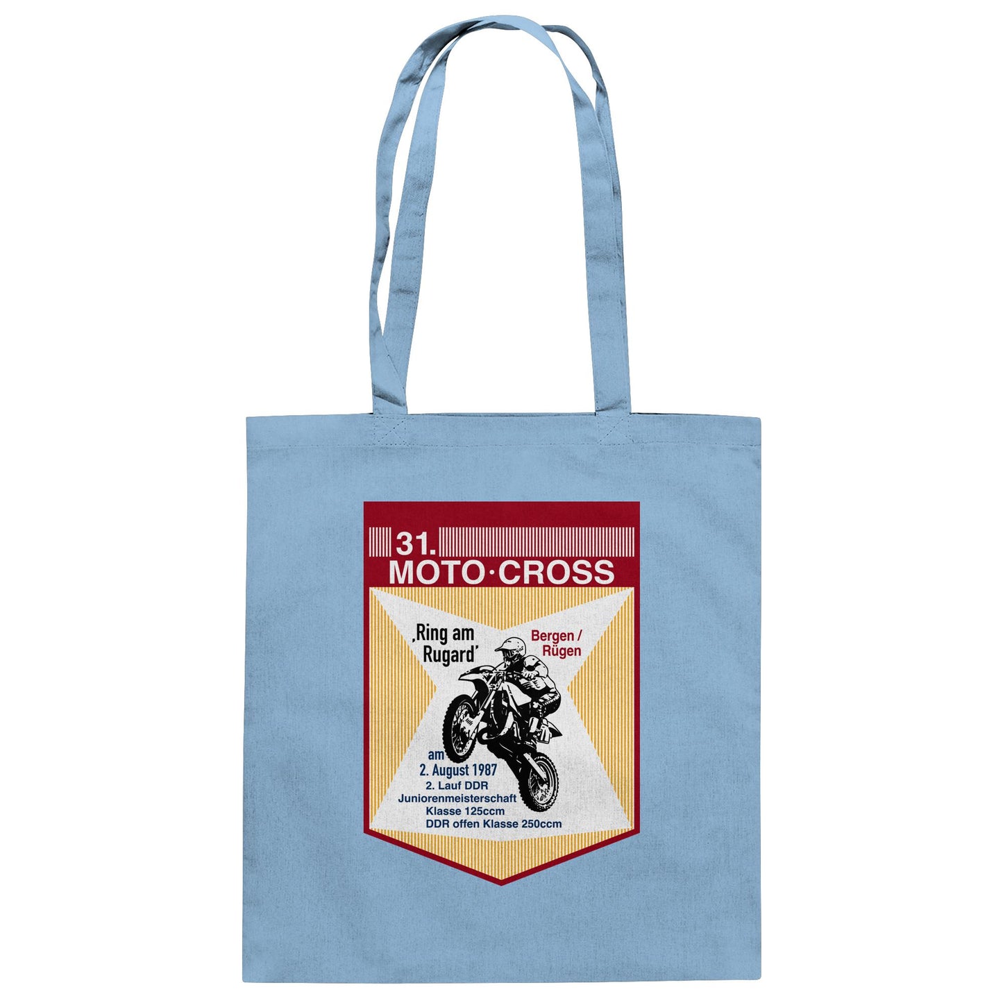 DDR Ostalgie Baumwolltasche • 31. MOTO-CROSS DDR-MEISTERSCHAFT - 1987 BERGEN RÜGEN (ORIGINALWIMPEL)