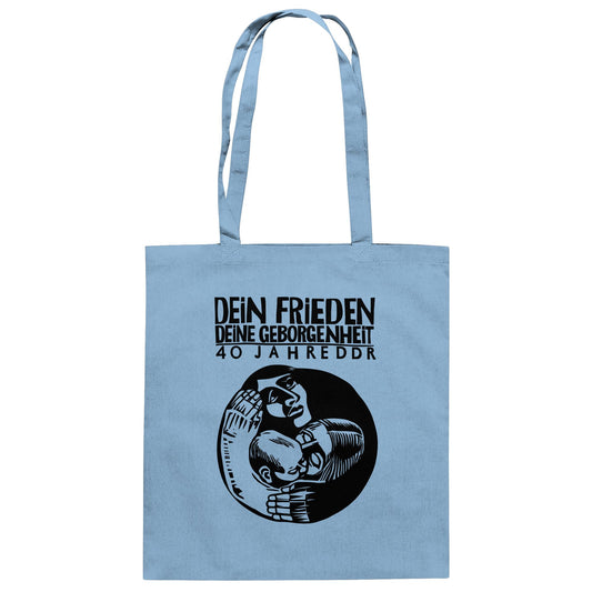 DDR Ostalgie Baumwolltasche • DEIN FRIEDEN, DEINE GEBORGENHEIT - 40 JAHRE DDR (ORIGINAL PLAKAT)