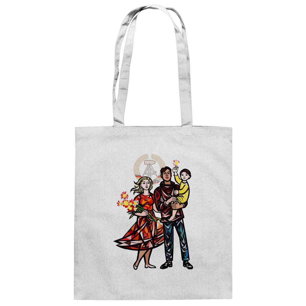DDR Ostalgie Baumwolltasche • WALTER WOMACKA - UNSERE FAMILIE (STAATSRATSGEBÄUDE, Aus der Geschichte der Deutschen Arbeiterbewegung, 1964)