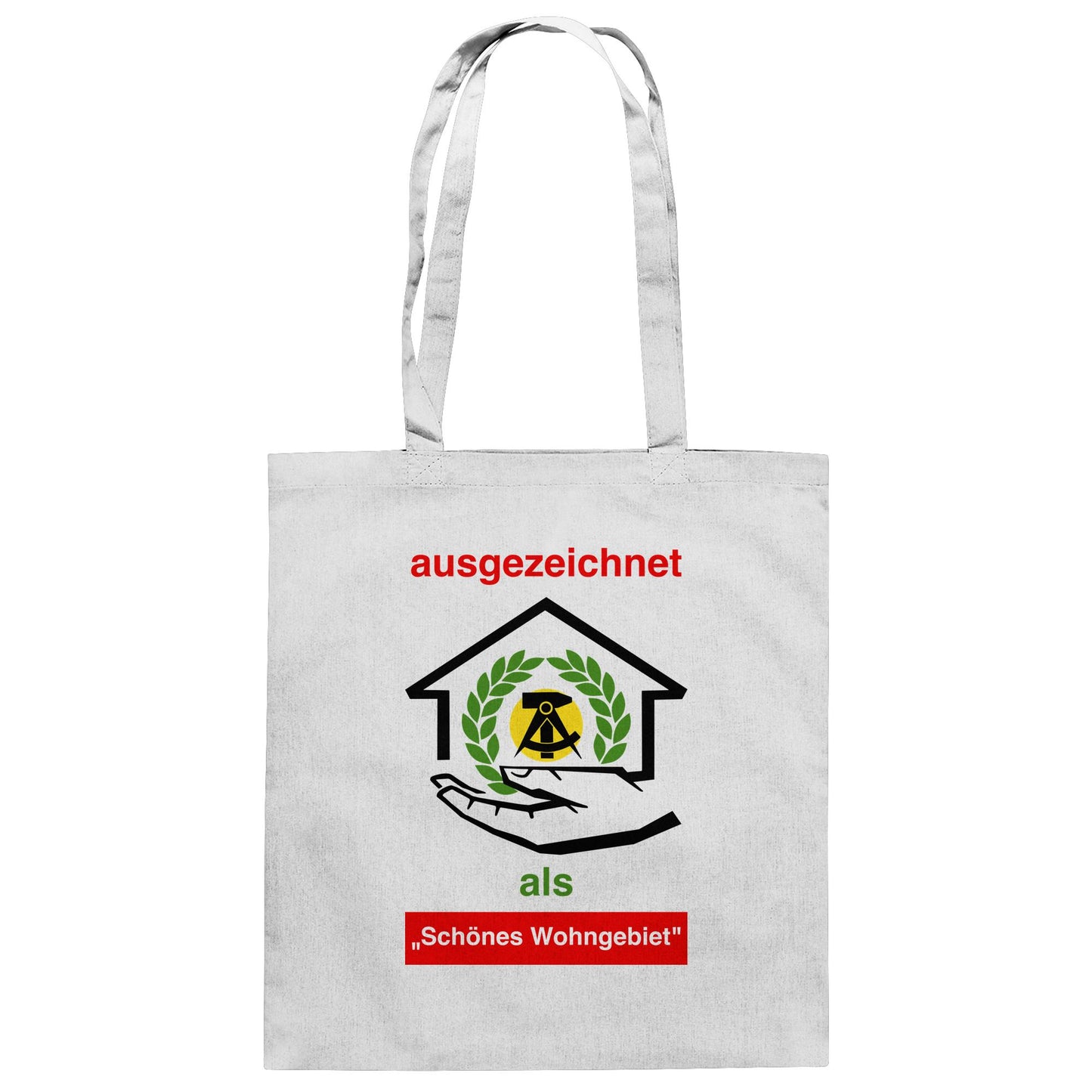DDR Ostalgie Baumwolltasche • AUSZEICHNUNG SCHÖNES WOHNGEBIET (ORIGINAL SCHILD)