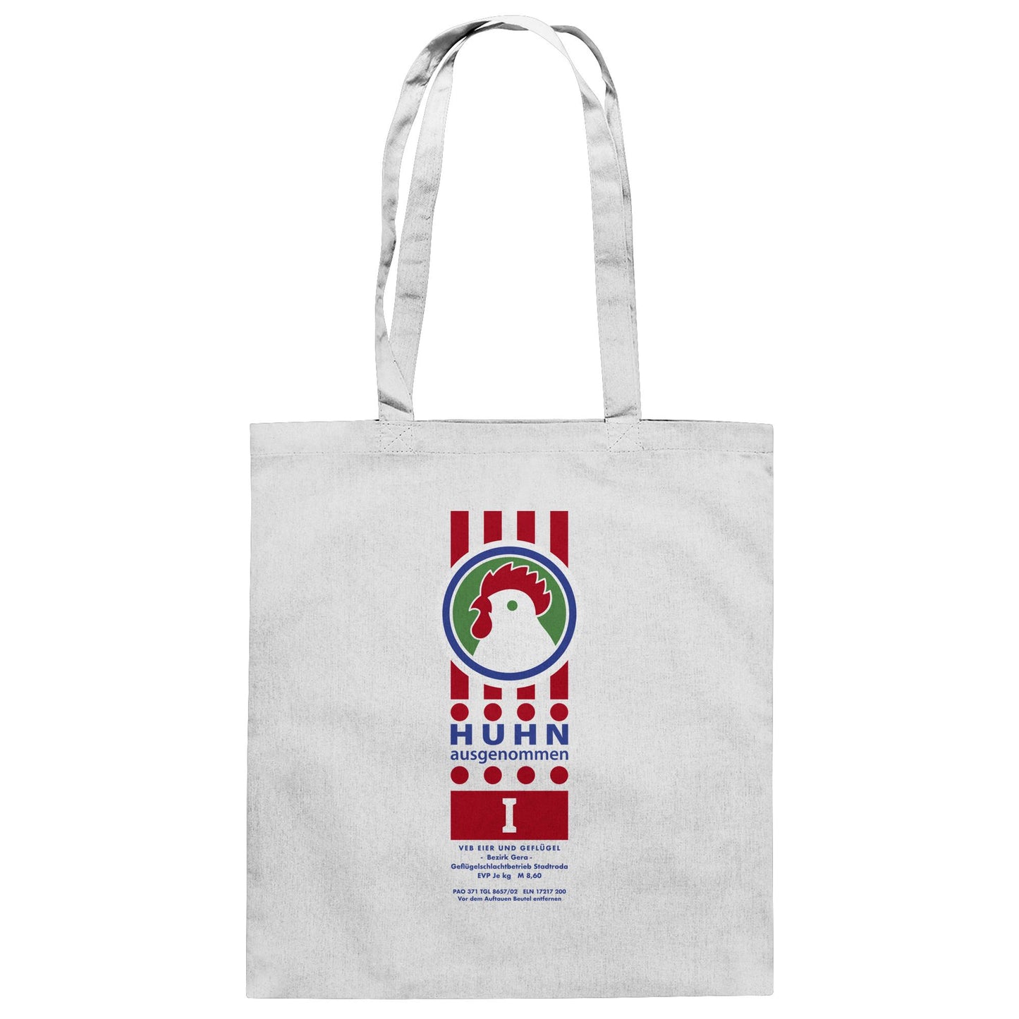 DDR Ostalgie Baumwolltasche • HUHN AUSGENOMMEN - VEB EIER UND GEFLÜGEL GERA
