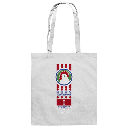 DDR Ostalgie Baumwolltasche • HUHN AUSGENOMMEN - VEB EIER UND GEFLÜGEL GERA