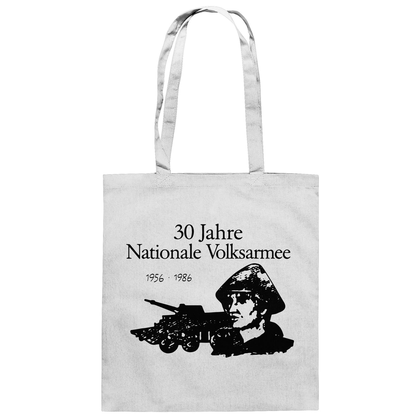 DDR Ostalgie Baumwolltasche • 30 JAHRE NATIONALE VOLKSARMEE (ORIGINAL BRIEFMARKE)