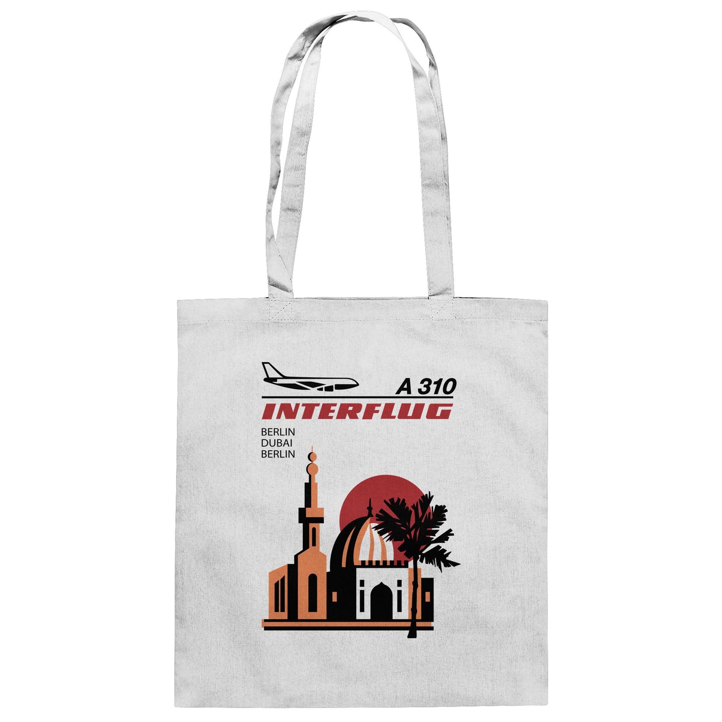 DDR Ostalgie Baumwolltasche • INTERFLUG BERLIN - DUBAI (ORIGINAL SONDERSTEMPEL)